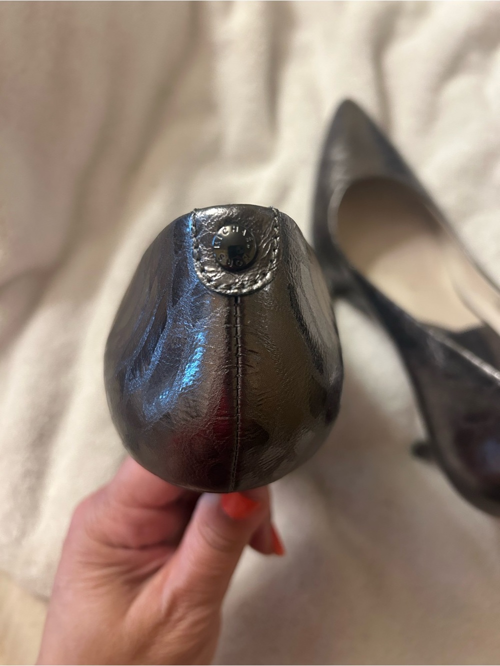 MICHAEL Michael Kors Metallic Pewter Pointed-Toe Heels - Picture 2 of 4